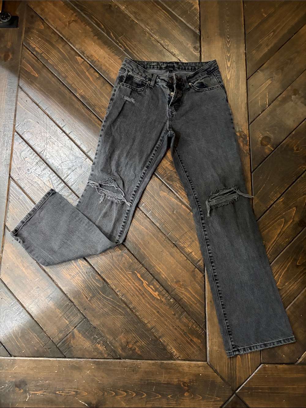 wild fable Black Distressed Flare Jeans
